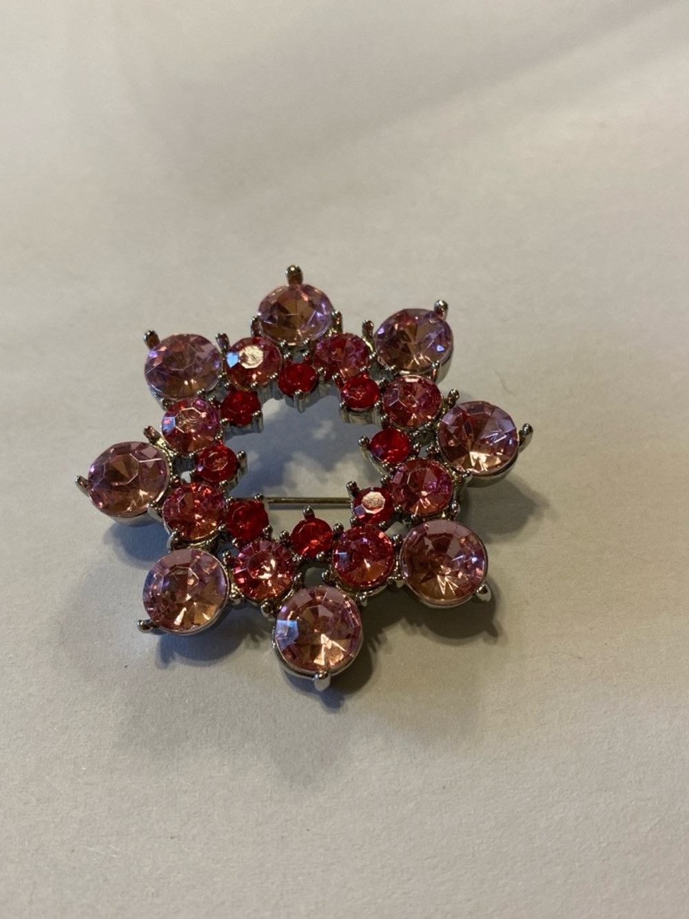 Sparkling Pink & Red Crystal Floral Brooch - Women Jewelry